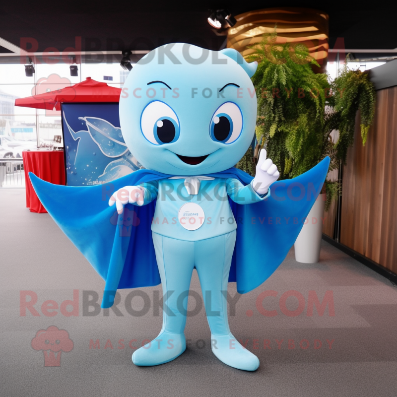 Sky Blue Stingray mascot costume character dressed with a Suit Pants and Wraps Sky Blue Stingray mascot costume character dressed with a Suit Pants and Wraps