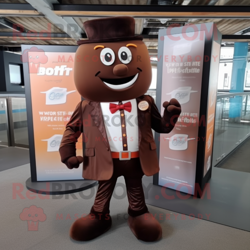 Rust Chocolate Bars mascot costume character dressed with a Jacket and Ties