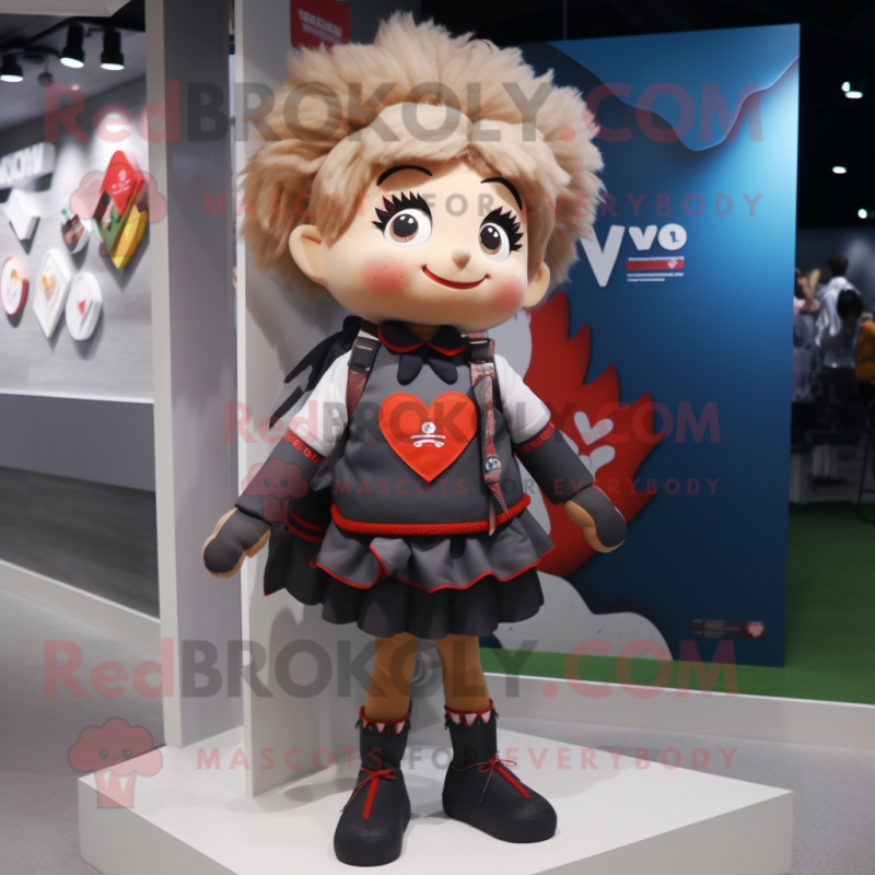 nan Arrow Of Love mascot costume character dressed with a Mini Skirt and Backpacks nan Arrow Of Love mascot costume character dressed with a Mini Skirt and Backpacks