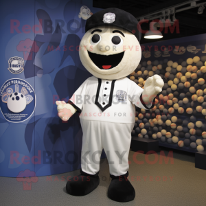 Navy Juggle mascot costume character dressed with a Henley Tee and Hat pins