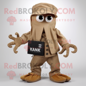Tan Kraken mascot costume character dressed with a Chinos and Wallets