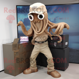 Tan Kraken maskot kostym...