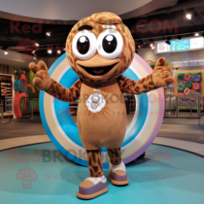 Brown Bagels mascot costume character dressed with a Romper and Rings