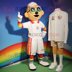 Tan Rainbow maskot kostym...