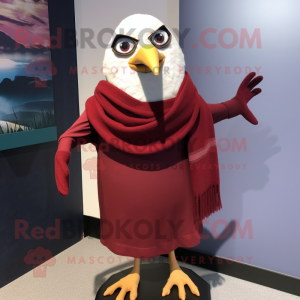 Maroon Gull mascot costume character dressed with a Sweater and Scarf clips