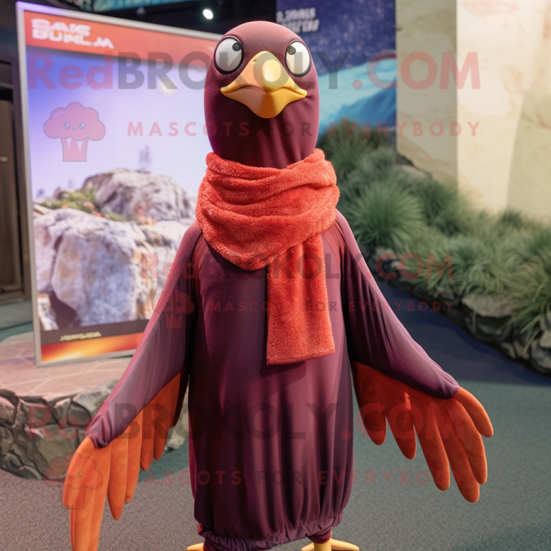 Maroon Gull mascot costume character dressed with a Sweater and Scarf clips