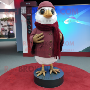 Maroon Gull mascot costume character dressed with a Sweater and Scarf clips