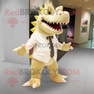 Cream Stegosaurus mascot costume character dressed with a Suit Pants and Anklets