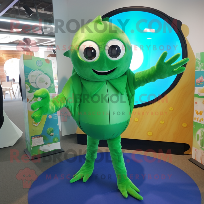 Green Ray mascot costume character dressed with a Romper and Wraps