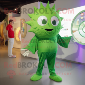 Green Ray mascot costume character dressed with a Romper and Wraps