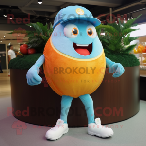 Cyan Grapefruit mascot costume character dressed with a Polo Tee and Foot pads