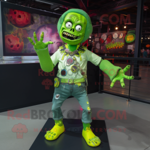 Lime Green Zombie mascotte...