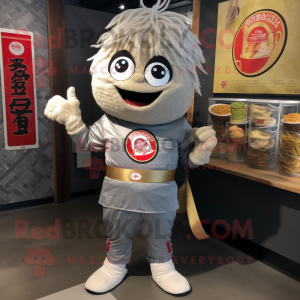 Silver Ramen maskot kostym...