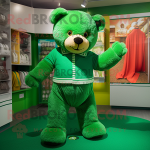 Groene teddybeer mascotte...