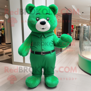 Groene teddybeer mascotte...