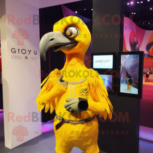 Gul Vulture maskot kostume...