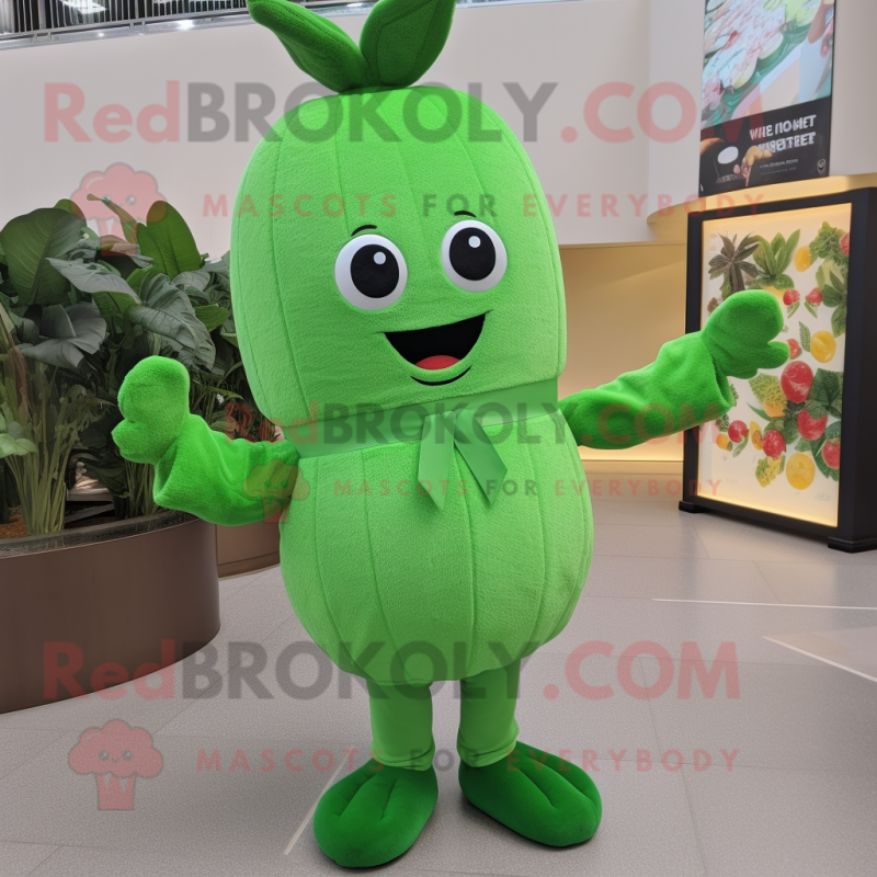 Forest Green Radish mascot costume character dressed with a Jumpsuit and Mittens Forest Green Radish mascot costume character dressed with a Jumpsuit and Mittens