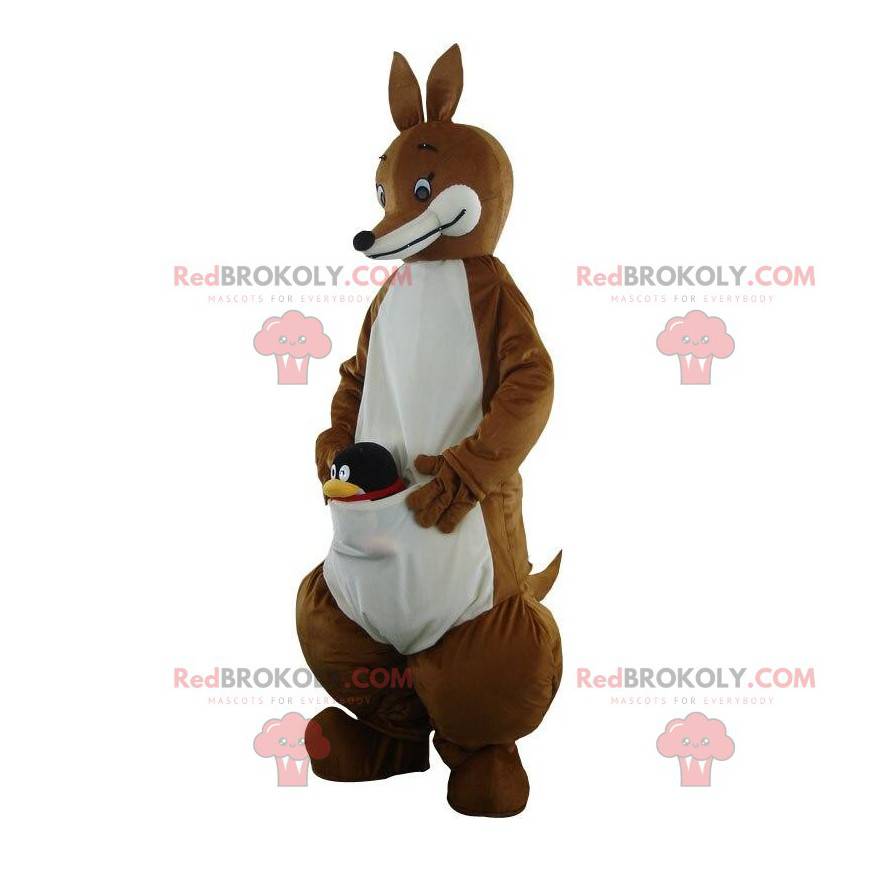 Mascotte de kangourou marron et blanc, animal Australie -