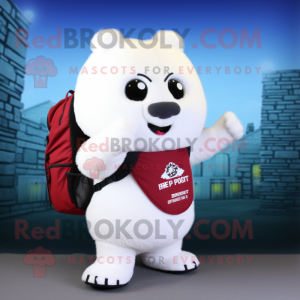 White Raspberry mascot costume character dressed with a Coat and Backpacks