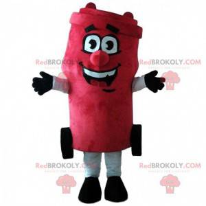 Mascota de basura roja gigante, disfraz de contenedor de basura