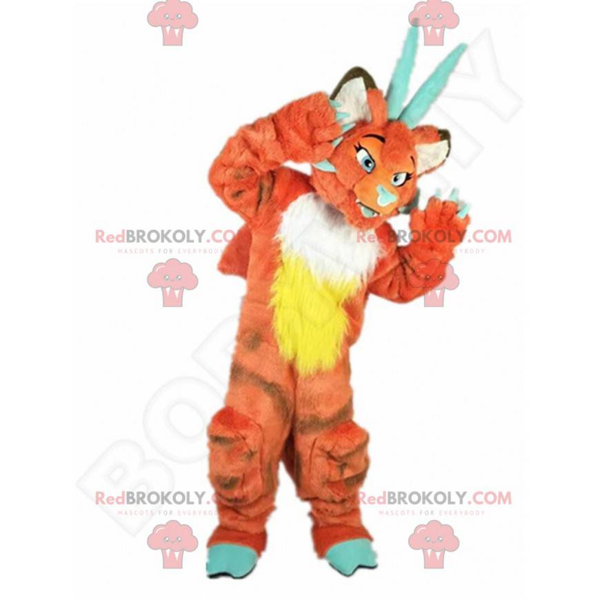 Mascotte de dragon orange, costume de créature orange -