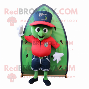 Navy Watermelon mascot costume character dressed with a Board Shorts and Keychains