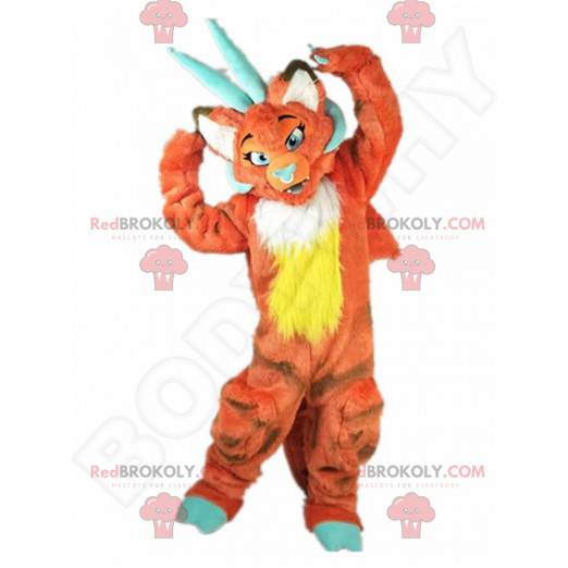 Mascotte de dragon orange, costume de créature orange -