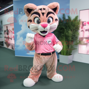 Pink Bobcat maskot kostume...