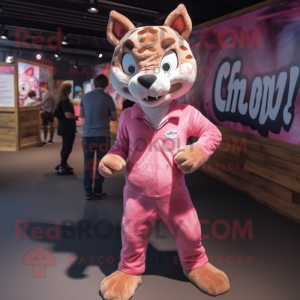 Pink Bobcat maskot kostume...