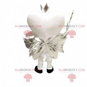 Mascote dente branco com asas de prata, dente gigante -