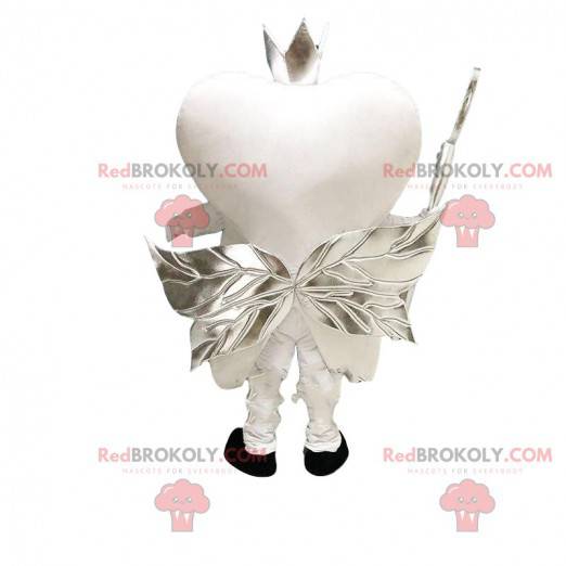Mascot white tooth with silver wings, giant tooth -