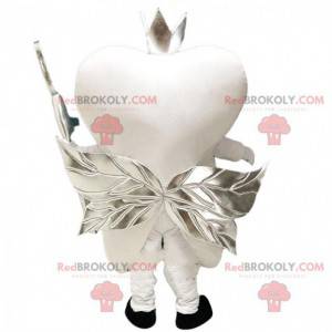 Maskot hvid tand med sølvvinger, kæmpe tand - Redbrokoly.com