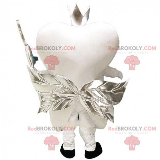 Mascot white tooth with silver wings, giant tooth -