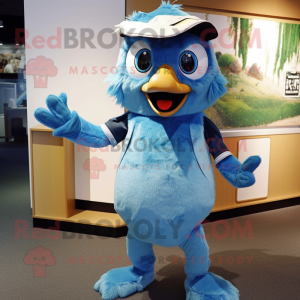 Cyan Blue Jay maskot drakt...