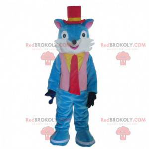 Very elegant blue and white fox mascot, colorful fox -