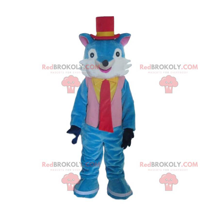 Mascote raposa azul e branca muito elegante, raposa colorida -