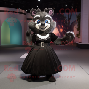 Black Raccoon mascot costume character dressed with a Ball Gown and Clutch bags