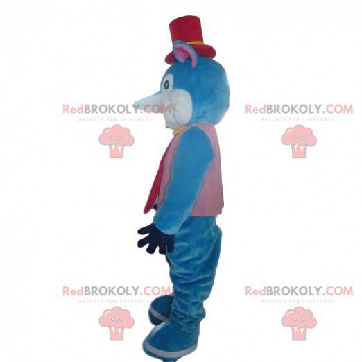 Mascote raposa azul e branca muito elegante, raposa colorida -