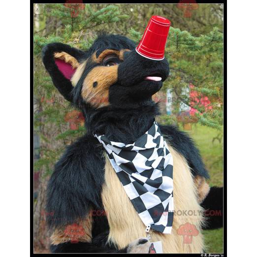 Brun och svart hundmaskot - Redbrokoly.com