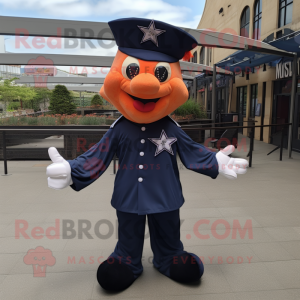 Navy Starfish mascot costume character dressed with a Windbreaker and Foot pads
