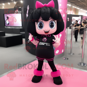 Black Pink mascot costume character dressed with a Leggings and Keychains