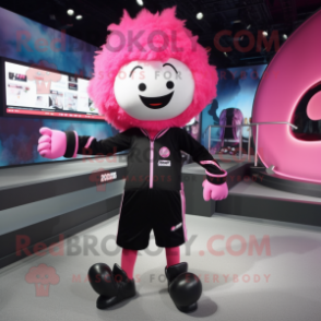 Black Pink mascot costume character dressed with a Leggings and Keychains