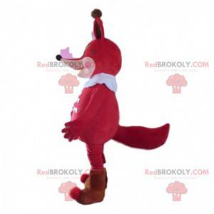 Rød og hvid ræv maskot ser grim ud - Redbrokoly.com