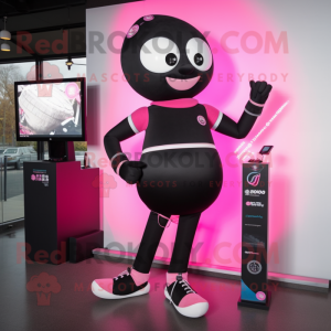 Svart Rosa maskot drakt...