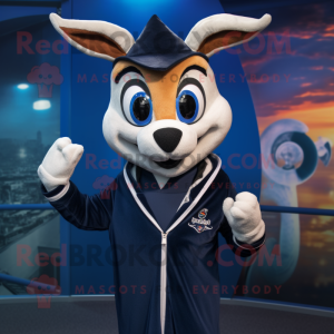 Navy Gazelle mascot costume character dressed with a Hoodie and Tie pins