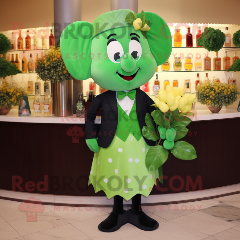 Olive Bunch Of Shamrocks mascot costume character dressed with a Cocktail Dress and Pocket squares Olive Bunch Of Shamrocks mascot costume character dressed with a Cocktail Dress and Pocket squares