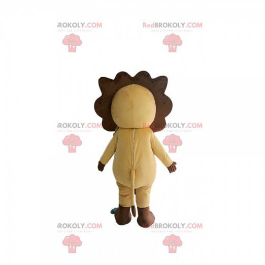 Beige och brun lejonmaskot med solglasögon - Redbrokoly.com