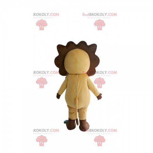 Mascotte leone beige e marrone con occhiali da sole -