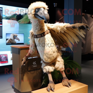 Beige Vulture maskot kostym...