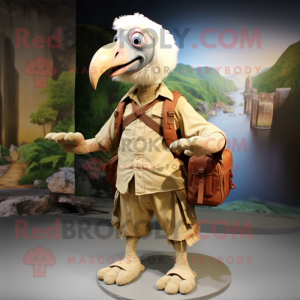 Beige Vulture maskot kostym...